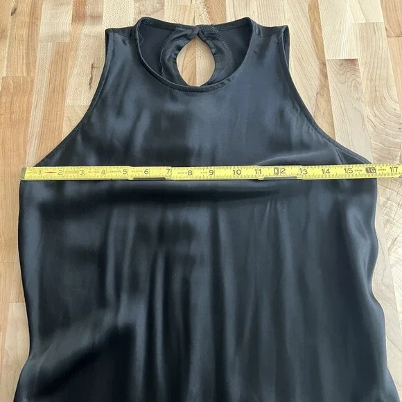 Vintage 90s XOXO Sleeveless Bias Cut Tank Dress High Neck Shiny Shimmer Black S - Picture 8 of 12